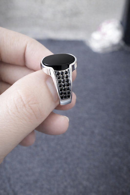 Black Zircon Stone Ring